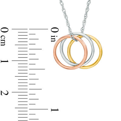 Triple Open Circle Pendant in 10K Tri-Tone Gold