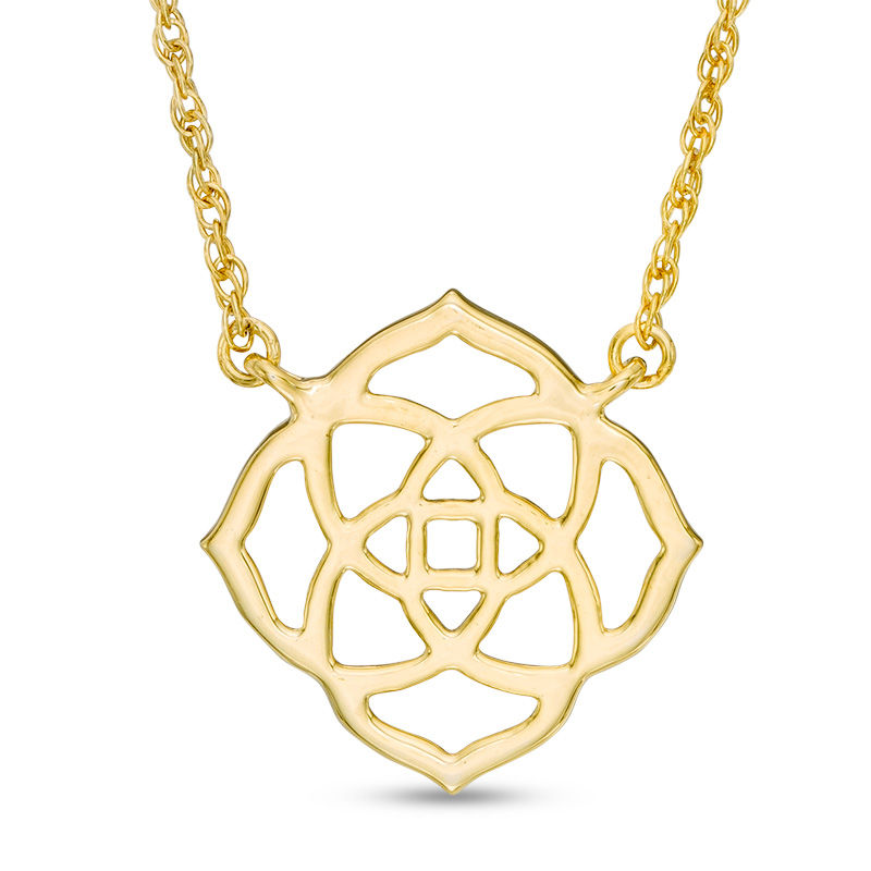 Mandala Flower Outline Necklace in 10K Gold|Peoples Jewellers