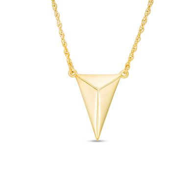 Elongated Triangle Necklace in 10K Gold