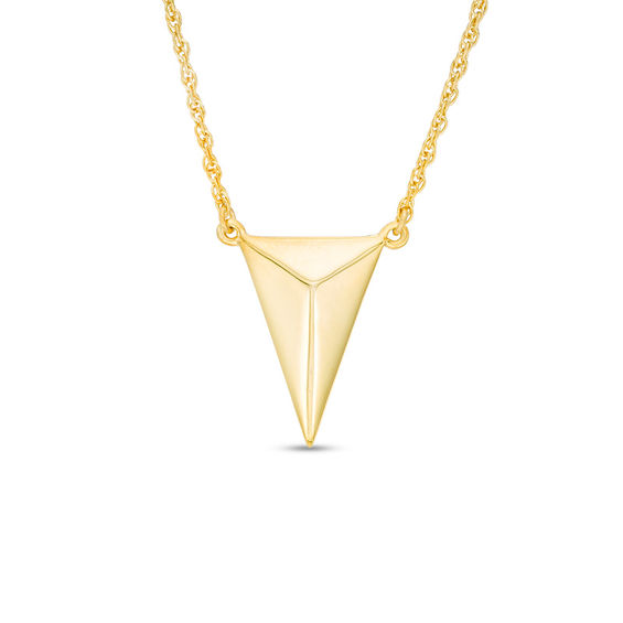 Elongated Triangle Necklace in 10K Gold