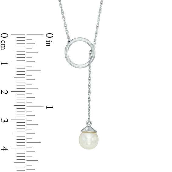 7.0mm Freshwater Cultured Pearl Lariat Necklace in 10K White Gold-20"