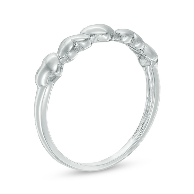Puffed Alternating Hearts Ring in 10K White Gold|Peoples Jewellers