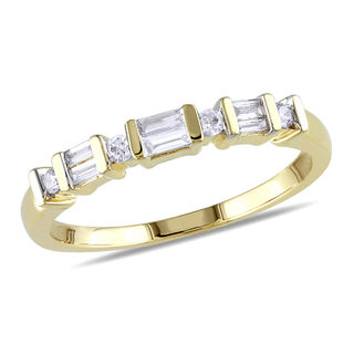 0.22 CT. T.W. Baguette and Round Diamond Alternating Anniversary Band in 10K Gold