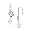 Thumbnail Image 0 of Julianna B™ 9.0-9.5mm Freshwater Cultured Pearl and Diamond Cursive "JB" Drop Earrings in Sterling Silver