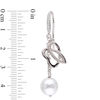 Thumbnail Image 2 of Julianna B™ 9.0-9.5mm Freshwater Cultured Pearl and Diamond Cursive "JB" Drop Earrings in Sterling Silver