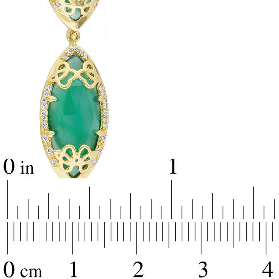 Julianna B™ Green Chalcedony and 0.37 CT. T.W. Diamond Bracelet in Sterling Silver with 18K Gold Plate - 8.0"