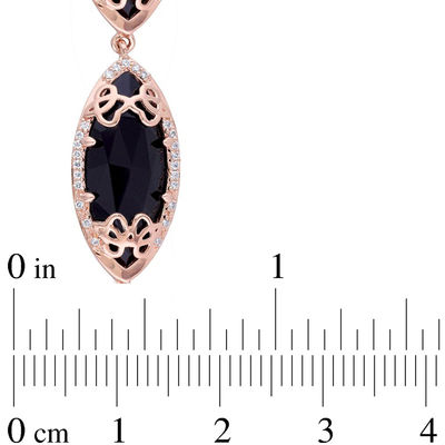 Julianna B™ Onyx and 0.37 CT. T.W. Diamond Cursive "JB" Bracelet in Sterling Silver with 18K Rose Gold Plate - 8.0"