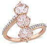 Thumbnail Image 0 of Julianna B™ 6.0mm Morganite and 0.14 CT. T.W. Diamond Linear Three Stone Bypass Ring in 14K Rose Gold