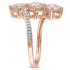 Thumbnail Image 1 of Julianna B™ 6.0mm Morganite and 0.14 CT. T.W. Diamond Linear Three Stone Bypass Ring in 14K Rose Gold