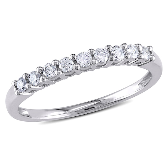 0.24 CT. T.W. Diamond Nine Stone Anniversary Band in 10K White Gold