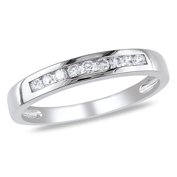 0.18 CT. T.W. Diamond Nine Stone Channel-Set Anniversary Band in 10K White Gold