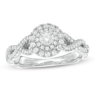 0.50 CT. T.W. Certified Canadian Diamond Frame Twist Shank Engagement Ring in 14K White Gold (I/I2)