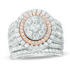 Thumbnail Image 1 of 3.00 CT. T.W. Composite Diamond Frame Multi-Row Bridal Set in 14K Two-Tone Gold