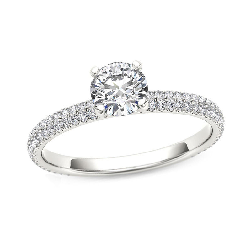 0.75 CT. T.W. Diamond Double Row Engagement Ring in 14K White Gold|Peoples Jewellers
