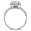 7.0mm Lab-Created White Sapphire and Diamond Accent Frame Ring in 10K White Gold