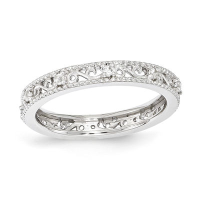 Stackable Expressions™ White Topaz Filigree Eternity Band in Sterling Silver