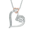 Thumbnail Image 0 of Unstoppable Love™ Diamond Accent Double Heart Pendant in Sterling Silver and 10K Rose Gold