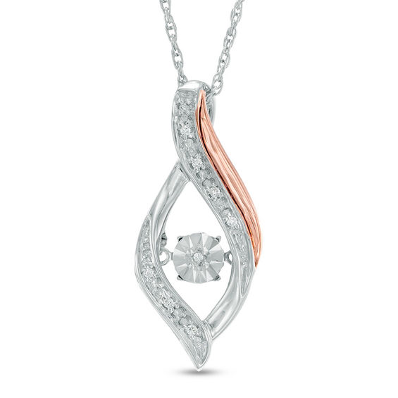 Unstoppable Love™ Diamond Accent Open Flame Pendant in Sterling Silver and 10K Rose Gold