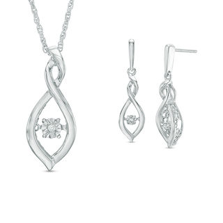 Unstoppable Love™ Diamond Accent Twist Infinity Pendant and Drop Earrings Set in Sterling Silver