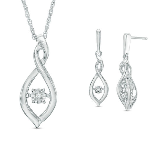 Unstoppable Love™ Diamond Accent Twist Infinity Pendant and Drop Earrings Set in Sterling Silver