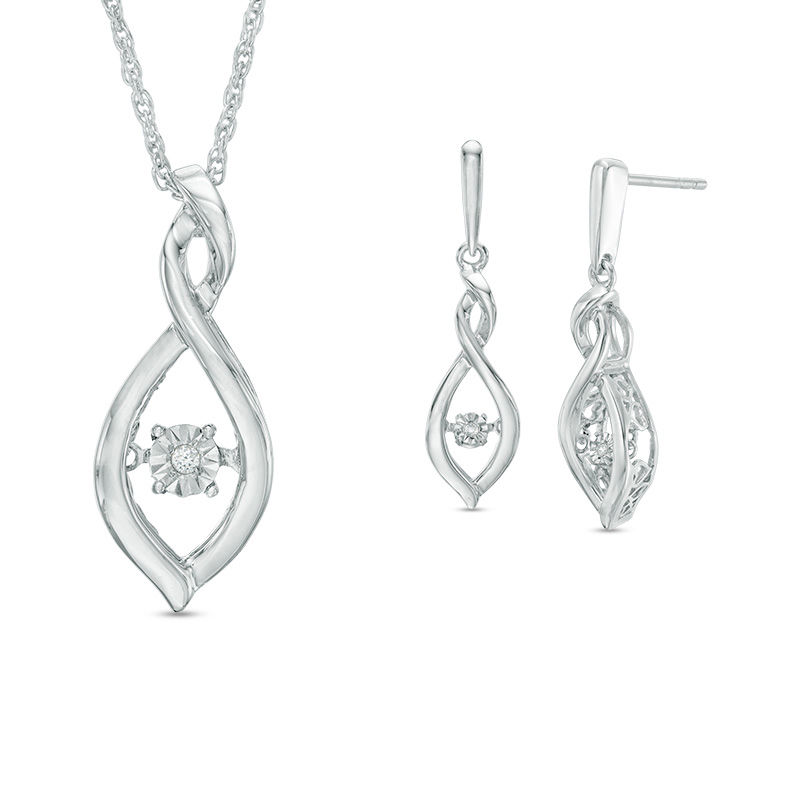 Unstoppable Love™ Diamond Accent Twist Infinity Pendant and Drop Earrings Set in Sterling Silver|Peoples Jewellers