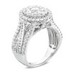 2.50 CT. T.W. Composite Diamond Oval Frame Twist Shank Engagement Ring in 14K White Gold