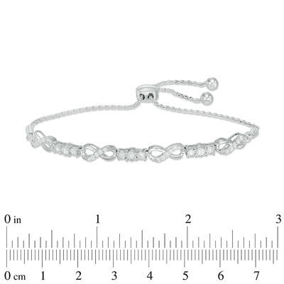 0.30 CT. T.W. Diamond Alternating Infinity Station Bolo Bracelet in Sterling Silver - 9.5"