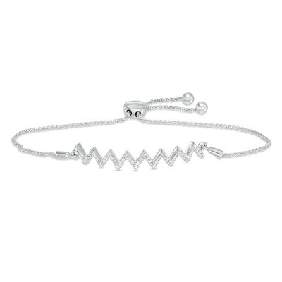 0.45 CT. T.W. Diamond Zig-Zag Bolo Bracelet in Sterling Silver - 9.5"