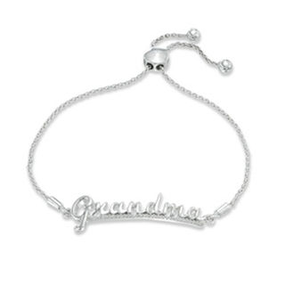 0.09 CT. T.W. Diamond "Grandma" Bolo Bracelet in Sterling Silver - 9.5"