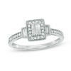 0.28 CT. T.W. Composite Baguette Diamond Rectangle Frame Engagement Ring in 10K White Gold