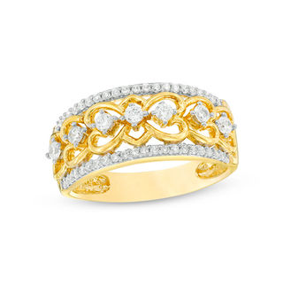 0.37 CT. T.W. Diamond Sideways Heart Ring in 10K Gold