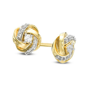 0.13 CT. T.W. Diamond Love Knot Stud Earrings in 10K Gold