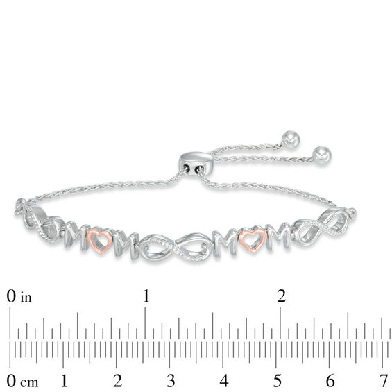 Diamond Accent Infinity "MOM" Bolo Bracelet in Sterling Silver and 10K Rose Gold - 9.5"