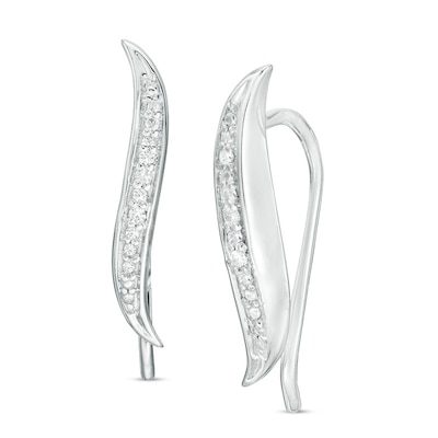 Diamond Accent "S" Shaped Crawler Earrings in Sterling Silver