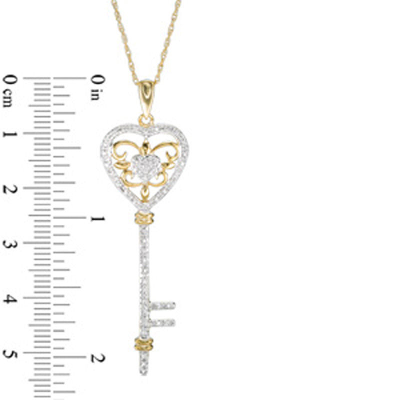 0.18 CT. T.W. Diamond Heart Key Pendant in 10K Gold|Peoples Jewellers