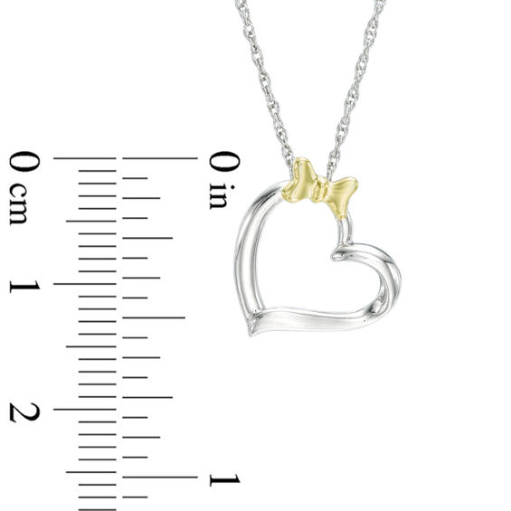 Tilted Heart with Bow Pendant in 10K Two-Tone Gold