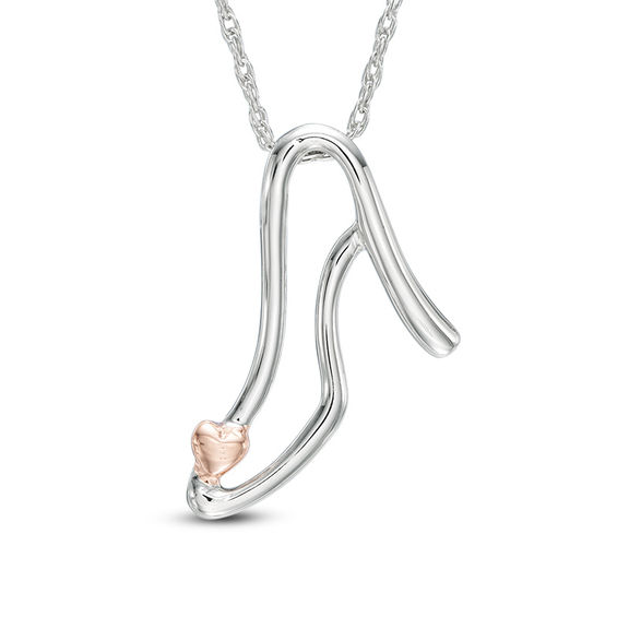 High Heel with Heart Pendant in 10K Two-Tone Gold