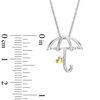 Open Umbrella with Tilted Heart Pendant in 10K Two-Tone Gold