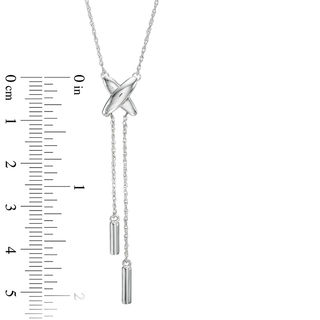 Lariat-Style "X" Necklace in 10K White Gold