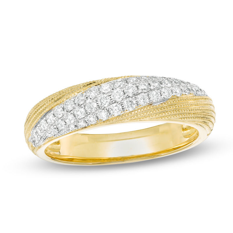 Main Image 1 of 0.38 CT. T.W. Diamond Swirl Vintage-Style Anniversary Band in 10K Gold