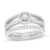 0.58 CT. T.W. Diamond Frame Multi-Row Bridal Set in 10K White Gold