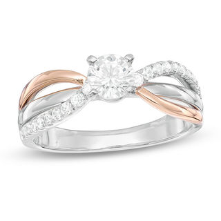 0.75 CT. T.W. Certified Canadian Diamond Split Shank Engagement Ring in 14K Two-Tone Gold (I/I2)