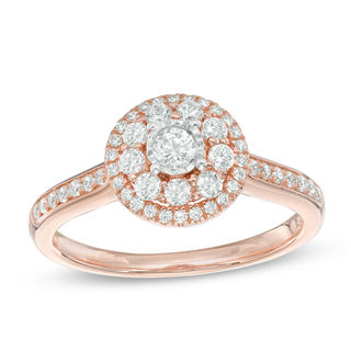 0.45 CT. T.W. Diamond Double Frame Engagement Ring in 10K Rose Gold