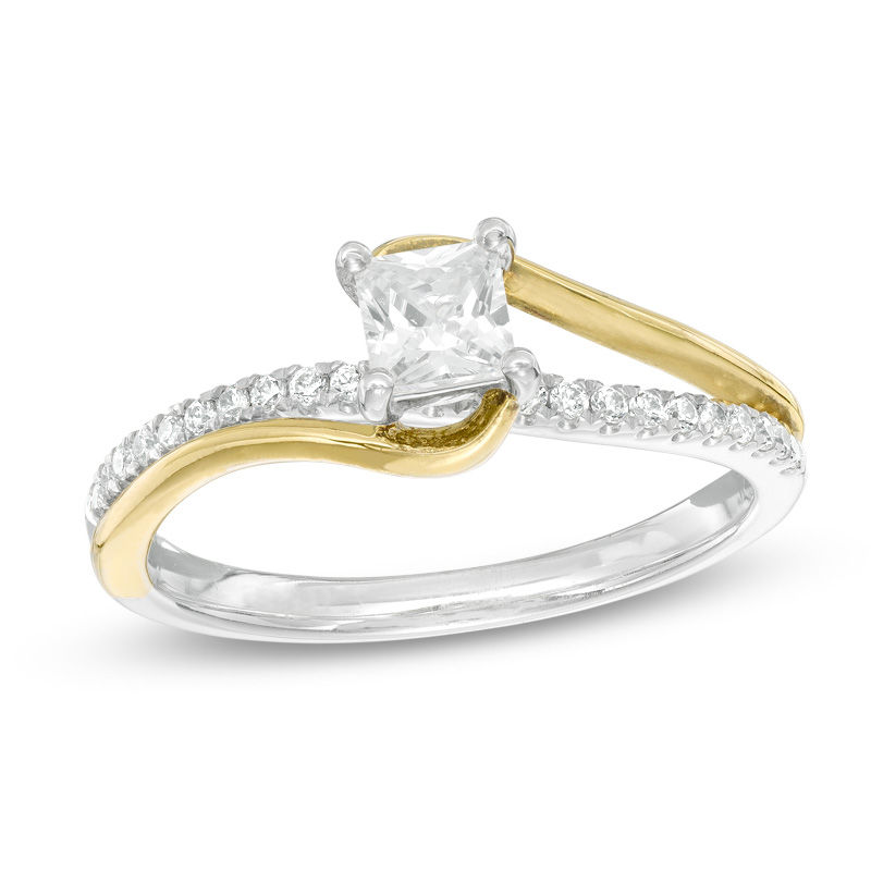 0.45 CT. T.W. Diamond Bypass Double Row Engagement Ring in 10K Two-Tone Gold|Peoples Jewellers