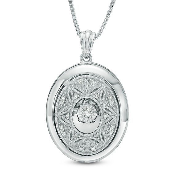 Unstoppable Love™ 0.12 CT. T.W. Diamond Vintage-Style Oval Locket in Sterling Silver