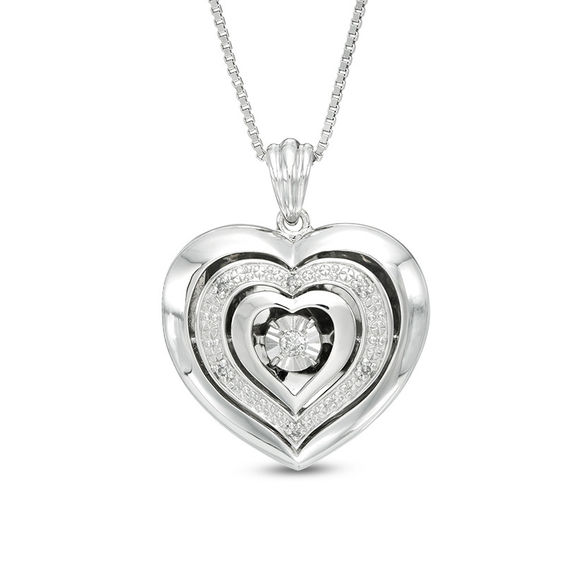 Unstoppable Love™ 0.05 CT. T.W. Diamond Triple Heart Locket in Sterling Silver