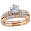 Thumbnail Image 0 of 6.0mm Aquamarine and 0.34 CT. T.W. Diamond Vintage-Style Bridal Set in 10K Rose Gold