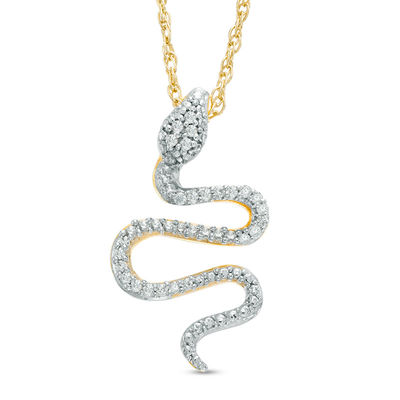 0.09 CT. T.W. Diamond Snake Pendant in 10K Gold