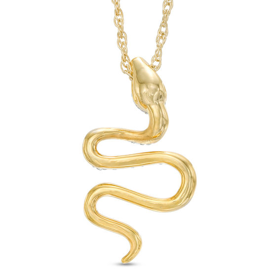 0.09 CT. T.W. Diamond Snake Pendant in 10K Gold