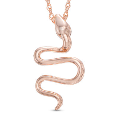 0.09 CT. T.W. Diamond Snake Pendant in 10K Rose Gold